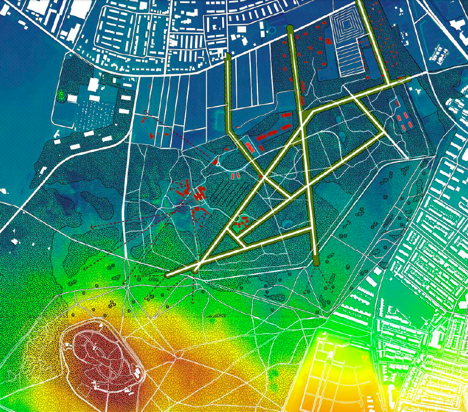 Hoogtekaart Landgoed Zonnestraal en omgeving. Beeld: MTD Landschapsarchitecten in opdracht van CRa